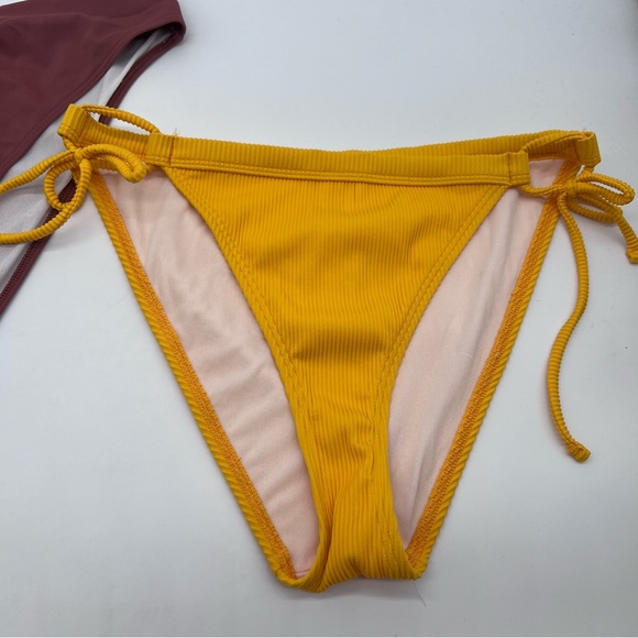 Lot of 2 NWT Urban Outfitters Bikini Bottoms in Brown and Ribbed Yellow-Size L - Picture 5 of 8